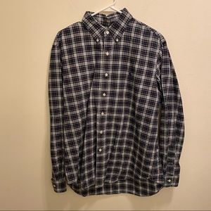 Polo Ralph Lauren Blue Green Plaid Shirt Large EUC